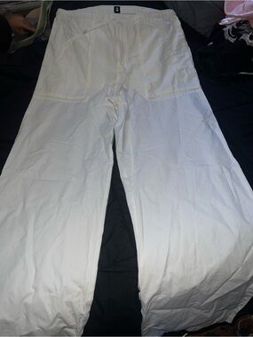 White Cargo Drawstring Pants